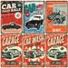 New Garage American-Style Vintage Tin Sign, Industrial Car Repair Background Wall Decor, Frameless Wall Art_maomaolike.com