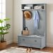 Modern Classic Hall Tree With Shoe Rack Bench And Coat Hooks For Hanging Storage, Entryway Bench With Open Shelves And Shoe Cabinets 40.16"W*18.58"D*64.17"H White_maomaolike.com