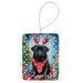 Black Pug Christmas Reindeer Porcelain Ornament Christmas Tree Hanging Decorations For Home Christmas Holiday, Rectangle, Gift, Multicolor_maomaolike.com