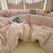 Wholesale INS Korean Cream Plaid Pure Four-Piece Full Princess Style Lace Trim Washed Cotton 4-Piece Set_maomaolike.com