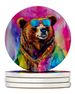 Hippie Animal Grizzly Bear Large Sandstone Coasters Pack Of 4 Absorbent Round Coasters Decor Gifts For Men Or Women, 4 In, Multicolor_maomaolike.com