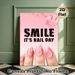 Nail Day Smile Painting Poster, Soft Pink Watercolor Style Poster, Cheerful Nail-themed Design Ideal For Beauty Salon, Bedroom Wall Decor_maomaolike.com