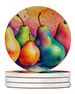 Colorful Pears Large Sandstone Coasters Pack Of 4 Absorbent Round Coasters Decor Gifts For Men Or Women, 4 In, Multicolor_maomaolike.com