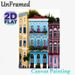 Mediterranean Street Buildings Painting Poster, Vibrant Colorful Vintage European Architecture Poster, Eye-catching Urban Scene Ideal For Living Room_maomaolike.com
