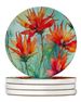 Wyoming Indian Paintbrush In Watercolor Large Sandstone Coasters Pack Of 4 Absorbent Round Coasters Decor Gifts For Men Or Women, 4 In, Multicolor_maomaolike.com