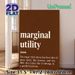 Marginal Utility Humor Painting Poster, Minimalist Typographic Text Poster, Funny Economic-themed Wordplay, Suitable For Home Office And Dining Room_maomaolike.com