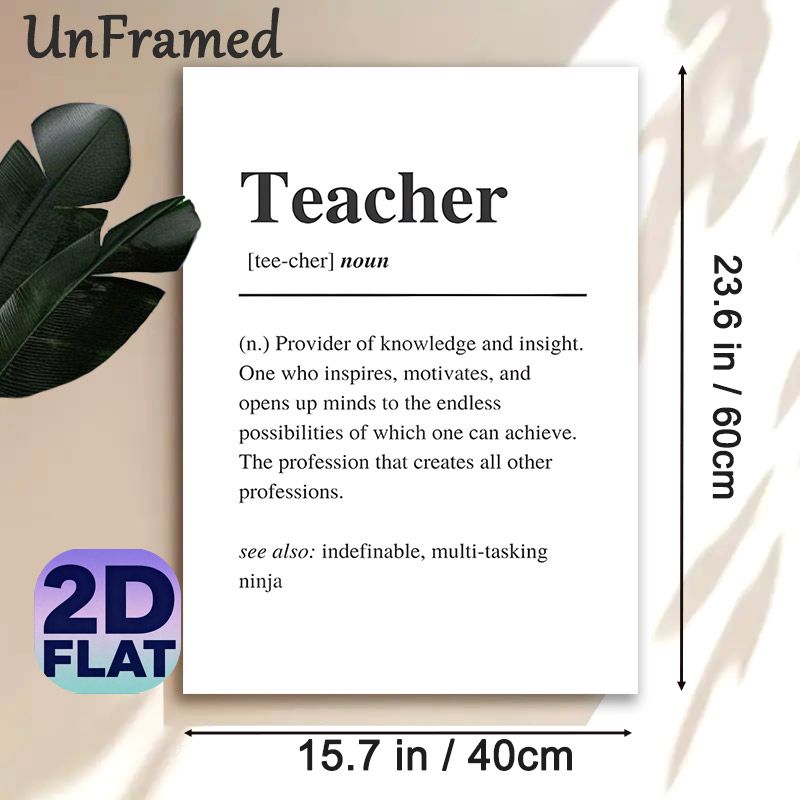 Teacher Definition Painting Poster, Minimalist Typographic Text Poster, Thoughtful Tribute To Educators, Ideal For Classroom And Teacher's Office_maomaolike.com