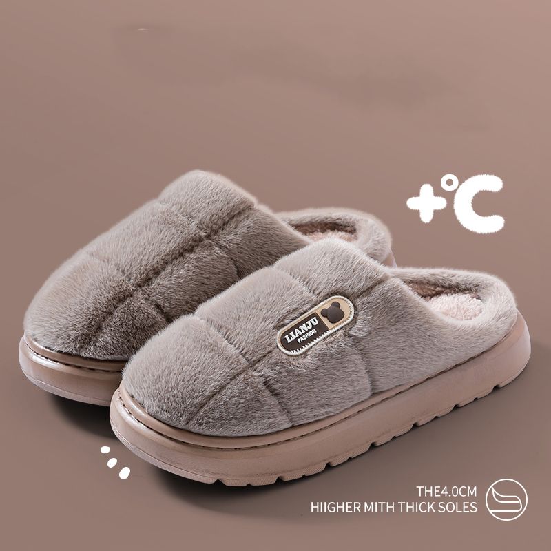 Big Size 50 51 Winters Women Men Thick Sole Indoor Home Warm Couples Shoes Non-Slip Flat Platform Women's Cotton_maomaolike.com