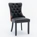 A&A Furniture Nikki Collection Modern Tufted Solid Wood Dining Chair Set, Velvet And PU Upholstered With Nailhead Trim, Black & Wine Red, 2-Piece Set_maomaolike.com