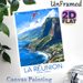 La Réunion Coastal Paragliding Painting Poster, Vibrant Retro Travel Style Poster, Scenic Ocean Cliff View With Paragliding, Ideal Wall Decor For_maomaolike.com