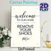 Welcome Home Remove Shoes Painting Poster, Elegant Typographic With Heart Accents Poster, Polite Reminder For Guests, Ideal For Entryway, Hallway_maomaolike.com