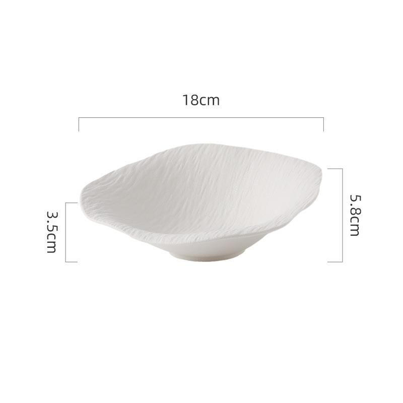 High-Value Ceramic Irregular Plate, Unique Shape Plate, Western Restaurant Simple Stone Pattern Deep Plate_maomaolike.com