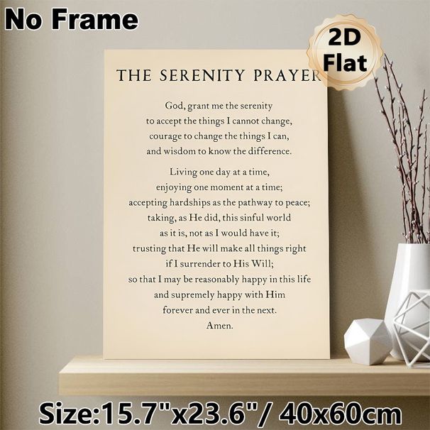 Serenity Prayer Painting Poster, Vintage-style Typographic Poster, Inspirational Spiritual Text Decor Suitable For Home, Office And Quiet Prayer_maomaolike.com