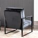 Mid Century Modern Accent Chair With Square Metal Frame And Plush Velvet Upholstery, Durable Armchair For Living Room, Bedroom, Home Office - Black_maomaolike.com