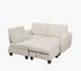 Beige White Corduroy Fabric Sofa With OTTOMAN_maomaolike.com