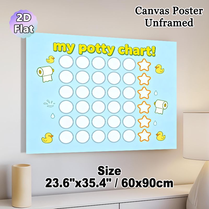 Potty Training Chart Painting Poster, Adorable Cartoon Style Poster, Cheerful Duck & Toilet Paper Design To Track Potty Training Progress, Ideal For_maomaolike.com