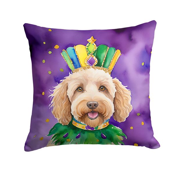 Labradoodle King Of Mardi Gras Throw Pillow Machine Washable, Indoor Outdoor Decorative Pillow For Couch, Bed Or Patio, 18Hx18W_maomaolike.com