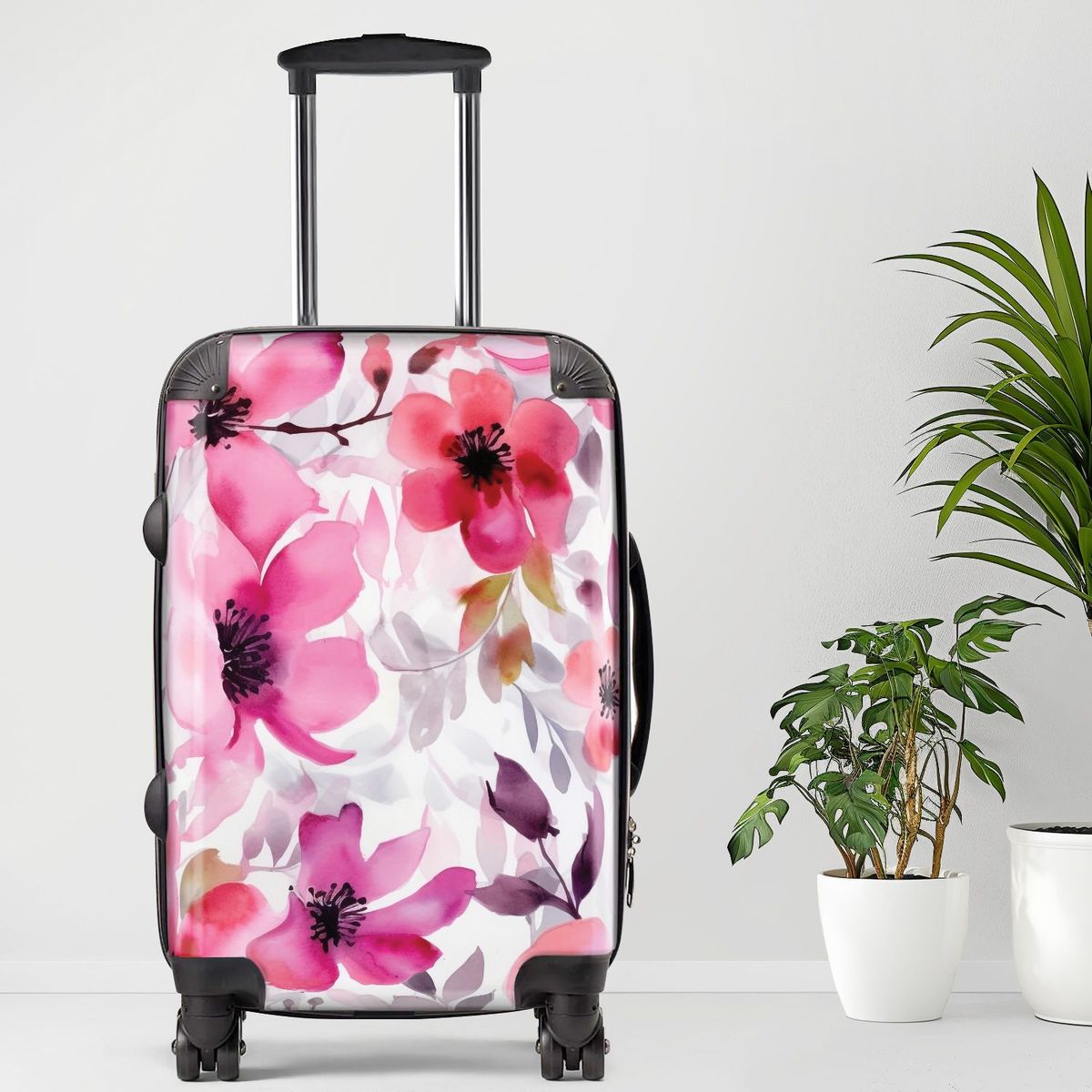 Flower8 Luggage, 20/24/28 Inch Luggage, Carry-On, Custom Luggage, Luggage Set, Suitcase, Travel, Vacation, Cabin Suitcase, Custom Suitcase, Personalized Luggage_maomaolike.com