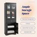Tall Bathroom Storage Cabinet, Cabinet With Four Doors And Drawers, Adjustable Shelf, MDF Board_maomaolike.com