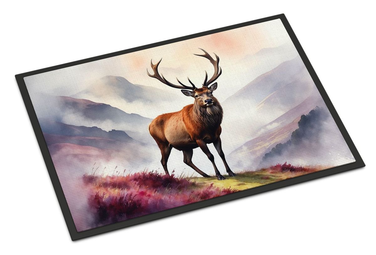 Highland Red Deer Doormat Front Door Mat Indoor Outdoor Rugs For Entryway, Non Slip Washable Low Pile, 24H X 36W_maomaolike.com