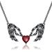 Gothic Punk Bat Wings And Heart-Shaped Resin Pendant Necklace - Dark Fantasy Style Alloy Chain, Halloween Gift For_maomaolike.com