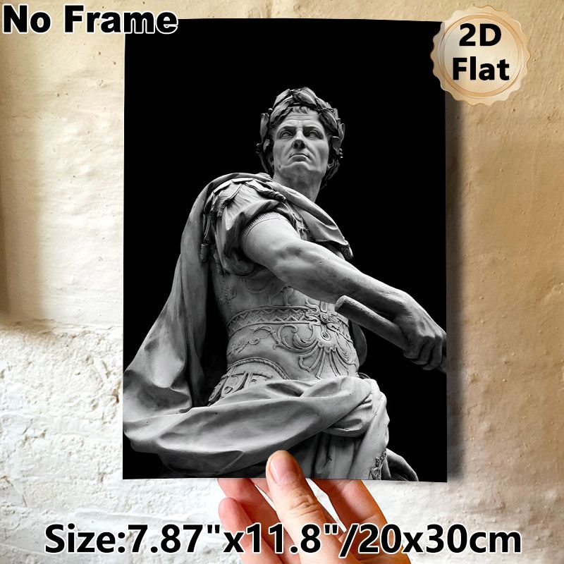 Roman Emperor Statue Painting Poster, Monochrome Classical Sculpture Detail Poster, Elegant Historical Art Piece For Study And Living Room Decor_maomaolike.com