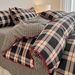 Wholesale INS Nordic Style Retro Plaid Triangle Needle Pure Four-Piece Set Full Shell Edge Yarn-Dyed Washed Cotton 4 Pieces_maomaolike.com