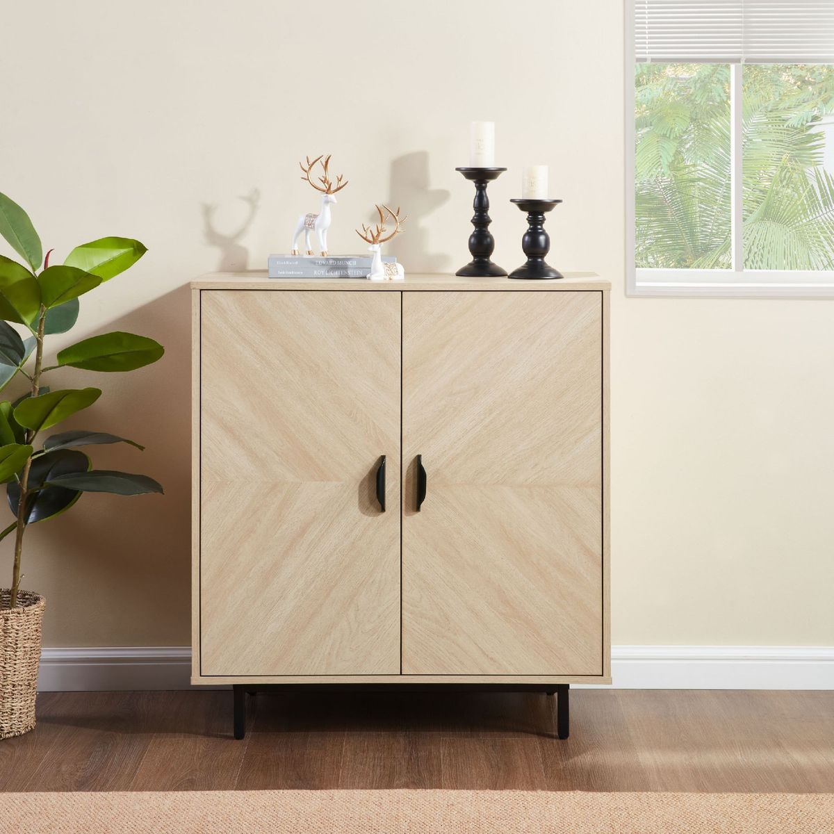 Storage Cabinet With Doors, Modern Accent Cabinet,Wood Grain Decoratio Buffet Sideboards For Living Room, Kitchen,Enterway_maomaolike.com
