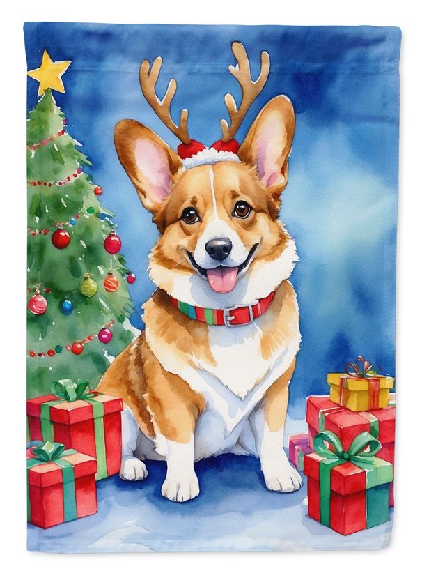 Corgi Christmas Reindeer House Flag Large Porch Sleeve Pole Decorative Outside Yard Banner Artwork Wall Hanging, Polyester, House Size, Multicolor_maomaolike.com