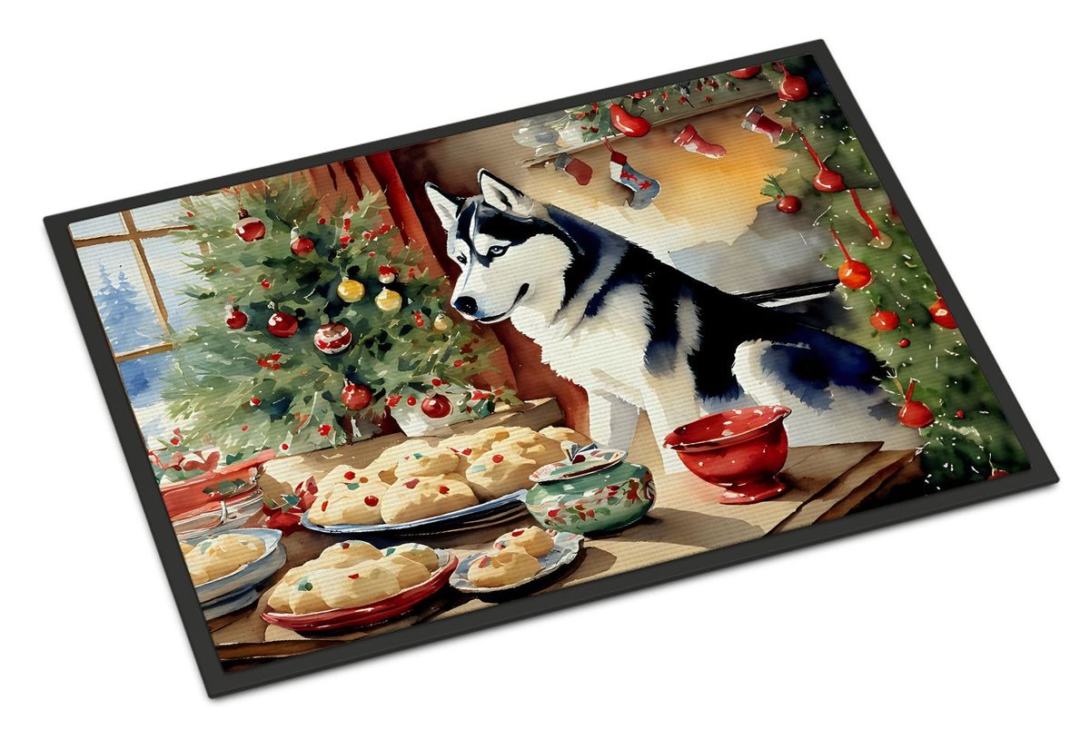 Siberian Husky Christmas Cookies Doormat Front Door Mat Indoor Outdoor Rugs For Entryway, Non Slip Washable Low Pile, 24H X 36W_maomaolike.com