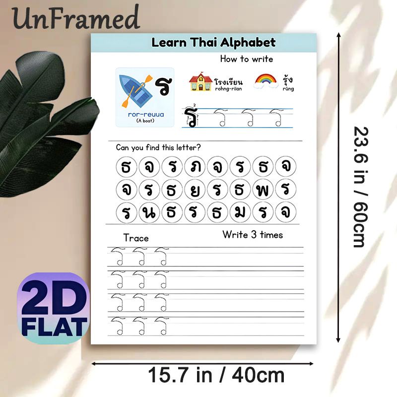 Thai Alphabet Learning Painting Poster, Clear Educational Illustrated Poster, Assists With Thai Letter Writing And Recognition, Suitable For Language_maomaolike.com