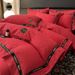 Black Washed Cotton Four-Piece Set Brushed Light Luxury High-End Feel Duvet Cover Naked Sleep Bed Sheet Summer_maomaolike.com