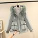 Women's Clothing Horn button parka women's autumn and winter new slim down cotton jacket fashionable plus velvet thick fur coat_maomaolike.com