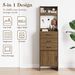 5-in-1 Shoe Cabinet With Flip Drawer, Entryway Shoe Storage With Pegboard, Adjustable Shelf, Wood Entryway Cabinet, Brown_maomaolike.com