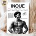 Boxer Naoya Inoue Painting Poster, Monochrome Stylized Athlete Portrait Poster, Showcases Championship Honors & Fighter Profile, Ideal For Gym, Home_maomaolike.com