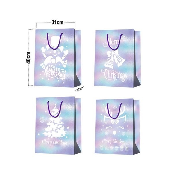 12 Pack 12cm Medium Christmas Gift Bags, Spot UV & Laminated Holiday Gift Bags, For Gift Wrapping Christmas Party Decorations_maomaolike.com