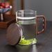 Temperature Resistant Glass High Borosilicate Material Green Crescent Filter Integrated Tea Brewing Household Wooden_maomaolike.com