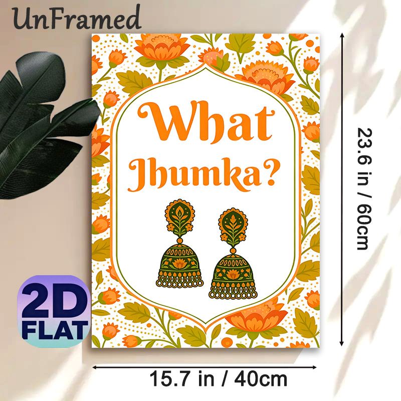 Jhumka Themed Painting Poster, Vibrant Ethnic Floral Patterned Poster, Cultural Decorative Artwork With Traditional Earring Graphic, Suitable For_maomaolike.com