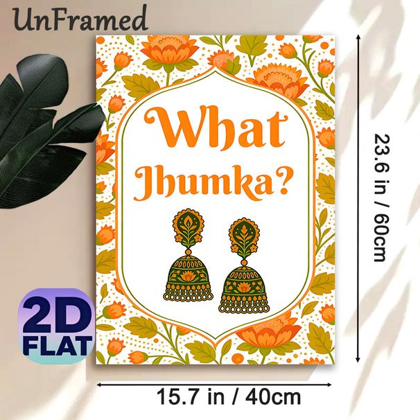 Jhumka Themed Painting Poster, Vibrant Ethnic Floral Patterned Poster, Cultural Decorative Artwork With Traditional Earring Graphic, Suitable For_maomaolike.com