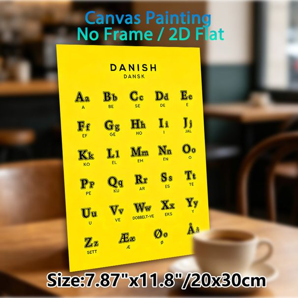 Danish Alphabet Painting Poster, Bold Typographic Danish Letter Chart Poster, Practical Language Learning Tool For Study Rooms And Language Classrooms_maomaolike.com