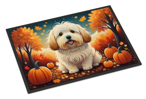 Coton De Tulear Fall Doormat Front Door Mat Indoor Outdoor Rugs For Entryway, Non Slip Washable Low Pile, 24H X 36W_maomaolike.com