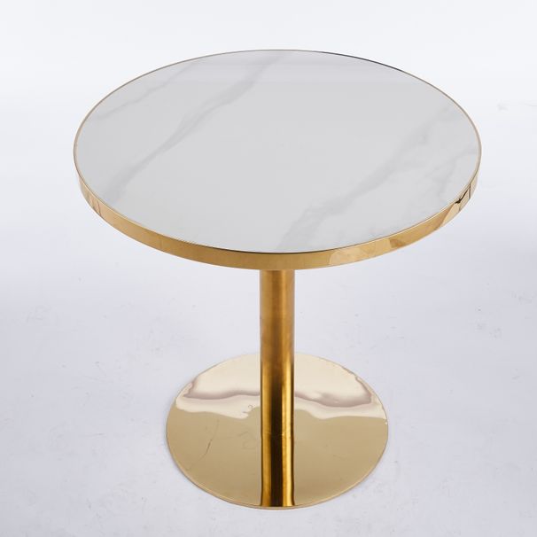 31.5inch Mid-Century Modern Pedestal Table, Multi-Functional Dining Table For 4-6 People & Large Coffee Table, White MDF Top For Living Room, Kitchen, Office_maomaolike.com