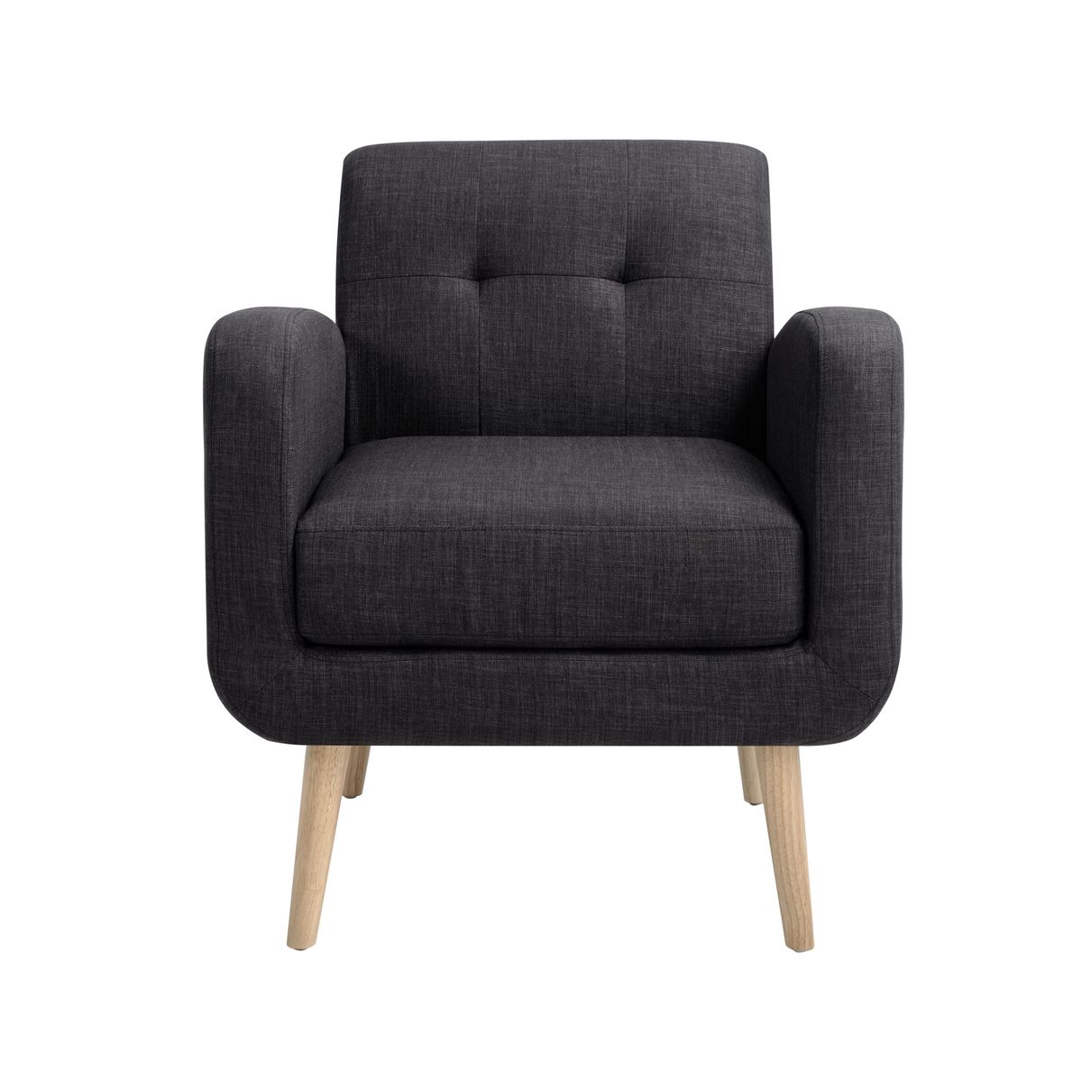 Mid-Century Modern Fabric Accent Armchair Single Sofa With Rubber Wood Legs For Living Room_maomaolike.com