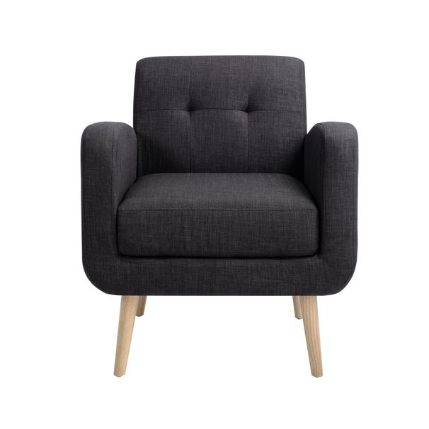 Mid-Century Modern Fabric Accent Armchair Single Sofa With Rubber Wood Legs For Living Room_maomaolike.com