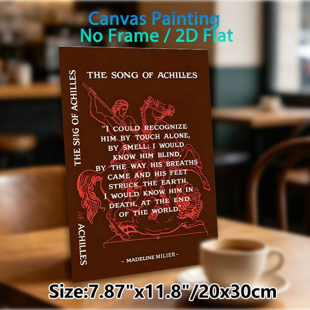 The Song Of Achilles Painting Poster, Retro Red Line-art Warrior On Horseback Poster, Features Iconic Literary Quote, Ideal For Home Study And Reading_maomaolike.com