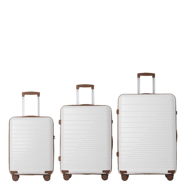 Luggage Set 3 Piece, PP Hardshell Carry On Suitcase With Spinner Wheels & TSA Lock, Lightweight Suitcases For Business, Trip, (20"/24"/28"), White_maomaolike.com