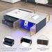 Modern Coffee Table With 2 Glass Door Storage, 4 Drawers, Gold Metal Legs, And Multi-Color Lighting In 47.2''_maomaolike.com