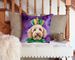 Labradoodle King Of Mardi Gras Throw Pillow Machine Washable, Indoor Outdoor Decorative Pillow For Couch, Bed Or Patio, 14Hx14W_maomaolike.com