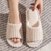 Solid Color Flat Heel Women Indoor And Bedroom Lightweight Comfort Non-slip Open-toe Breathable Slippers For All Season_maomaolike.com