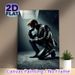 Mysterious Pensive Man Painting Poster, Dim-lit Moody Noir-style Poster, Atmospheric Artistic Decor Featuring Leather-clad Contemplative Figure, Ideal_maomaolike.com
